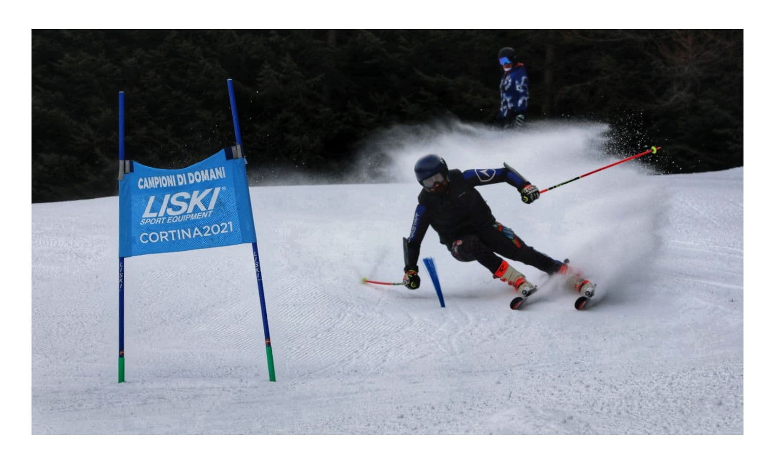 Skier descending a snowy slope in Gulmarg